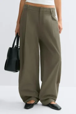 Gina Tricot Cotton barrel trousers Grønn Hot
