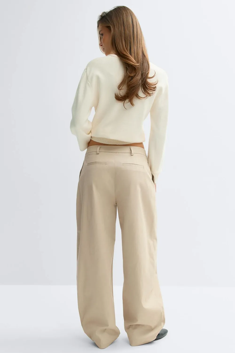 Gina Tricot Cotton barrel trousers Beige Clearance