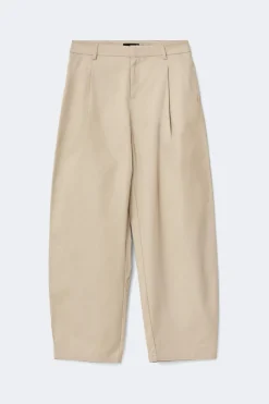 Gina Tricot Cotton barrel trousers Beige Clearance
