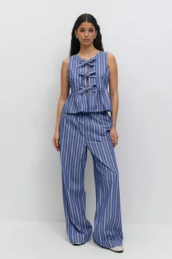 Gina Tricot Cotton popin trouer Blå