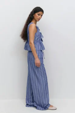 Gina Tricot Cotton popin trouer Blå