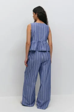 Gina Tricot Cotton popin trouer Blå