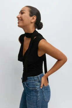 Gina Tricot Cowneck carf top Svart Best