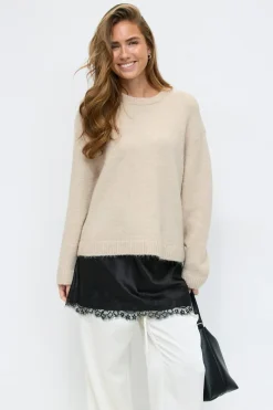 Gina Tricot Crew neck knitted weater Beige New