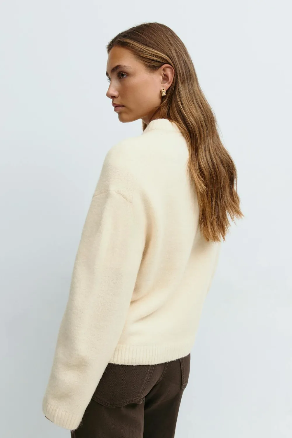 Gina Tricot Crew neck knitted weater Gul Online