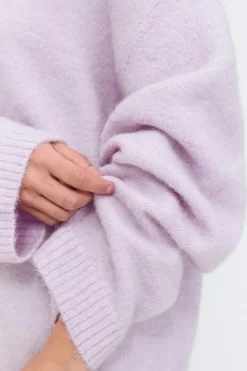 Gina Tricot Crew neck knitted weater Lilla Discount