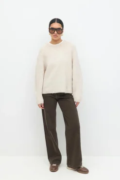 Gina Tricot Crew neck knitted weater Hvit Online