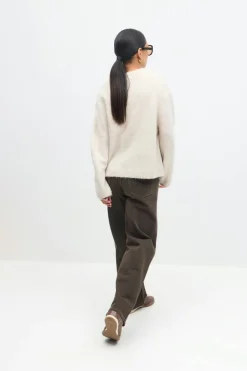 Gina Tricot Crew neck knitted weater Hvit Online