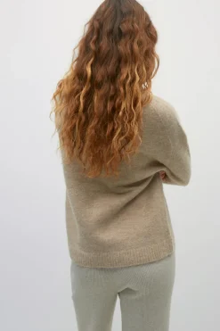 Gina Tricot Crew neck knitted weater Beige Discount