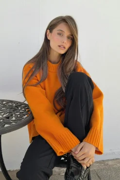 Gina Tricot Crew neck knitted weater Oransje Best