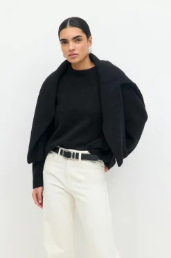 Gina Tricot Crew neck knitted weater Svart Clearance