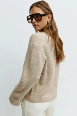 Gina Tricot Crew neck knitted weater Beige Outlet