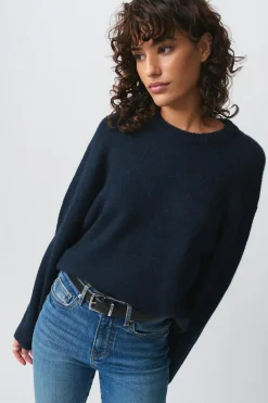 Gina Tricot Crew neck knitted weater Blå Clearance