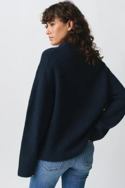 Gina Tricot Crew neck knitted weater Blå Clearance