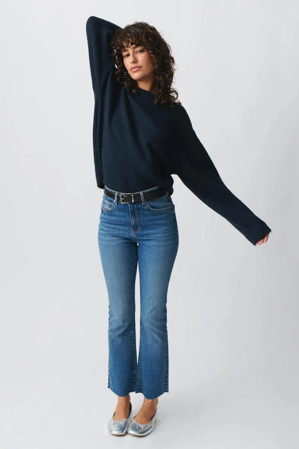 Gina Tricot Crew neck knitted weater Blå Clearance