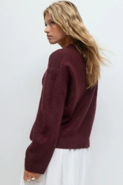 Gina Tricot Crew neck knitted weater Rød Hot