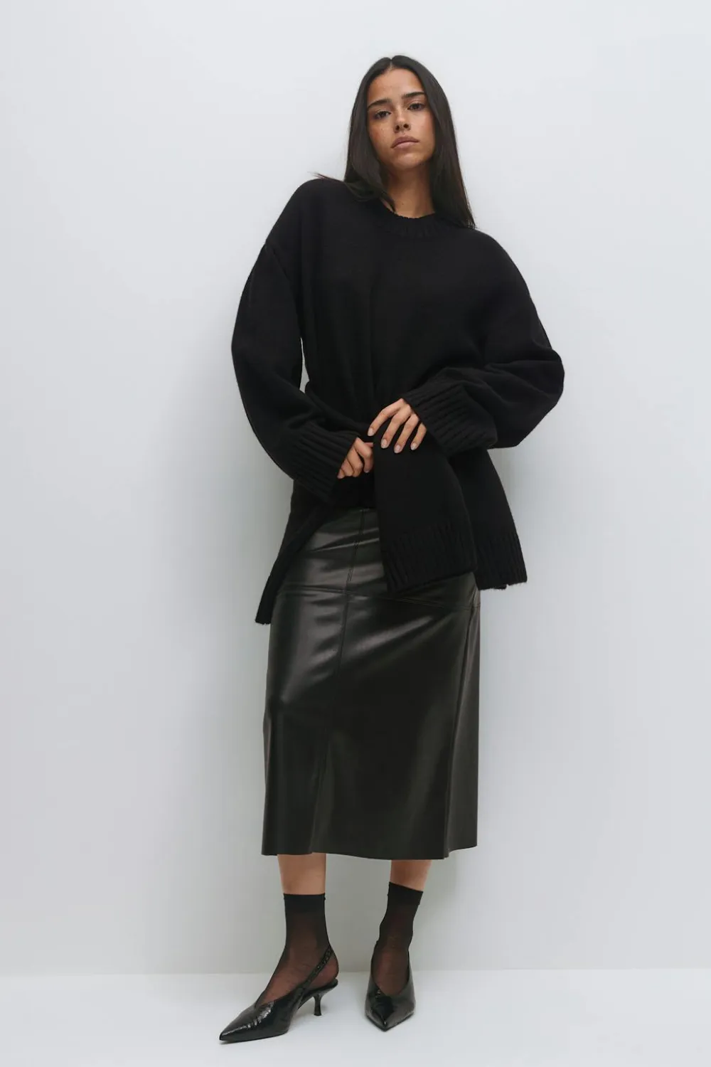 Gina Tricot Crew neck knitted weater Svart