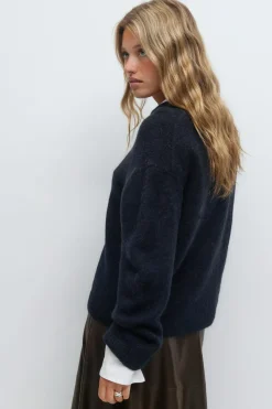 Gina Tricot Crew neck knitted weater Blå New