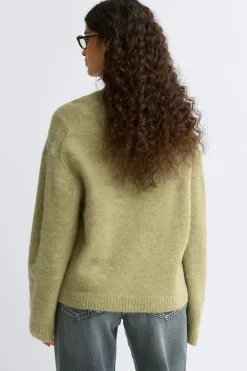 Gina Tricot Crew neck knitted weater Grønn Clearance