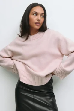 Gina Tricot Crew neck knitted weater Rosa Clearance