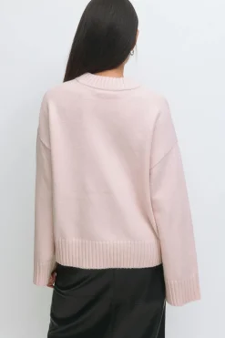 Gina Tricot Crew neck knitted weater Rosa Clearance
