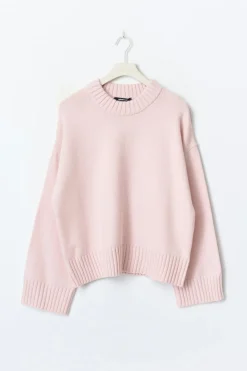 Gina Tricot Crew neck knitted weater Rosa Clearance