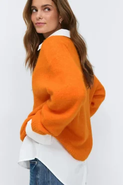 Gina Tricot Crew neck knitted weater Oransje Outlet