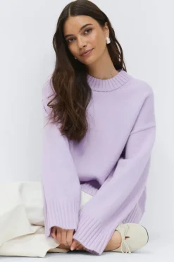 Gina Tricot Crew neck knitted weater Lilla Clearance