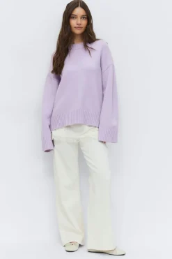 Gina Tricot Crew neck knitted weater Lilla Clearance