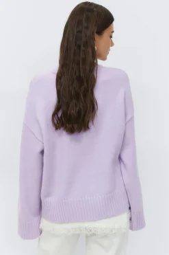 Gina Tricot Crew neck knitted weater Lilla Clearance
