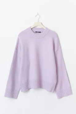 Gina Tricot Crew neck knitted weater Lilla Clearance