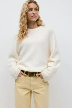 Gina Tricot Crew neck knitted weater Hvit Hot