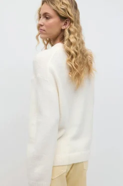Gina Tricot Crew neck knitted weater Hvit Hot