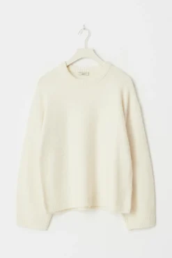 Gina Tricot Crew neck knitted weater Hvit Hot