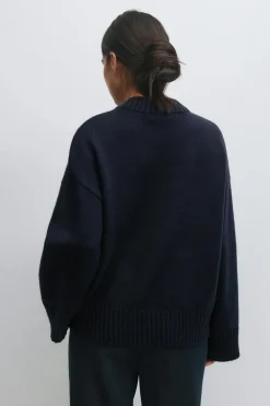 Gina Tricot Crew neck knitted weater Blå