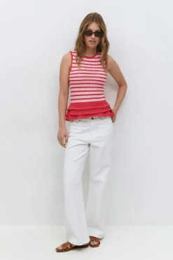 Gina Tricot Crochet knitted pepu top Hvit Outlet