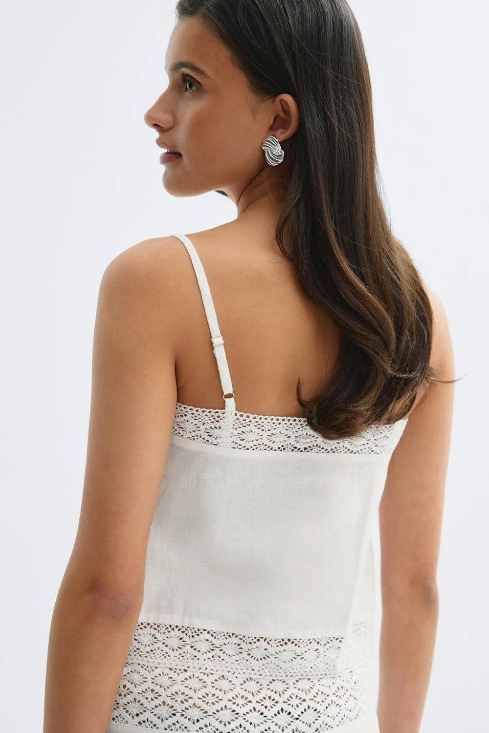 Gina Tricot 14+ crochet inen bend top Hvit Discount