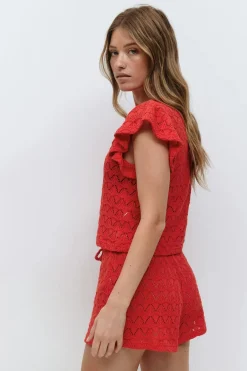 Gina Tricot Crochet hort Rød Online