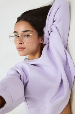Gina Tricot Crop crewneck weater Lilla Clearance