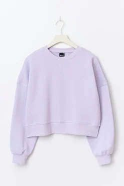 Gina Tricot Crop crewneck weater Lilla Clearance