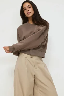 Gina Tricot Crop crewneck weater Beige Hot