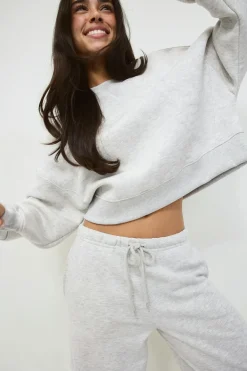 Gina Tricot Crop crewneck weater Grå Sale