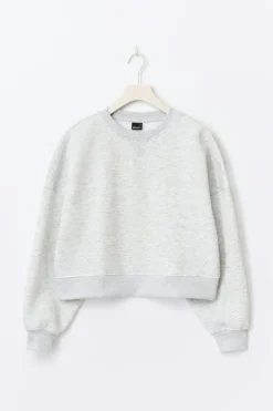 Gina Tricot Crop crewneck weater Grå Sale