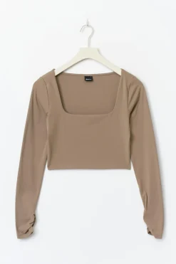 Gina Tricot Cropped oft yoga top Beige Discount