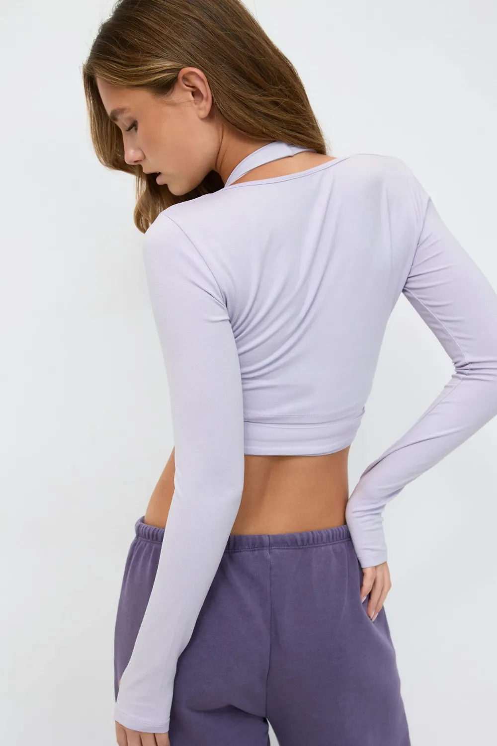 Gina Tricot Cropped yoga wrap cardigan Lilla