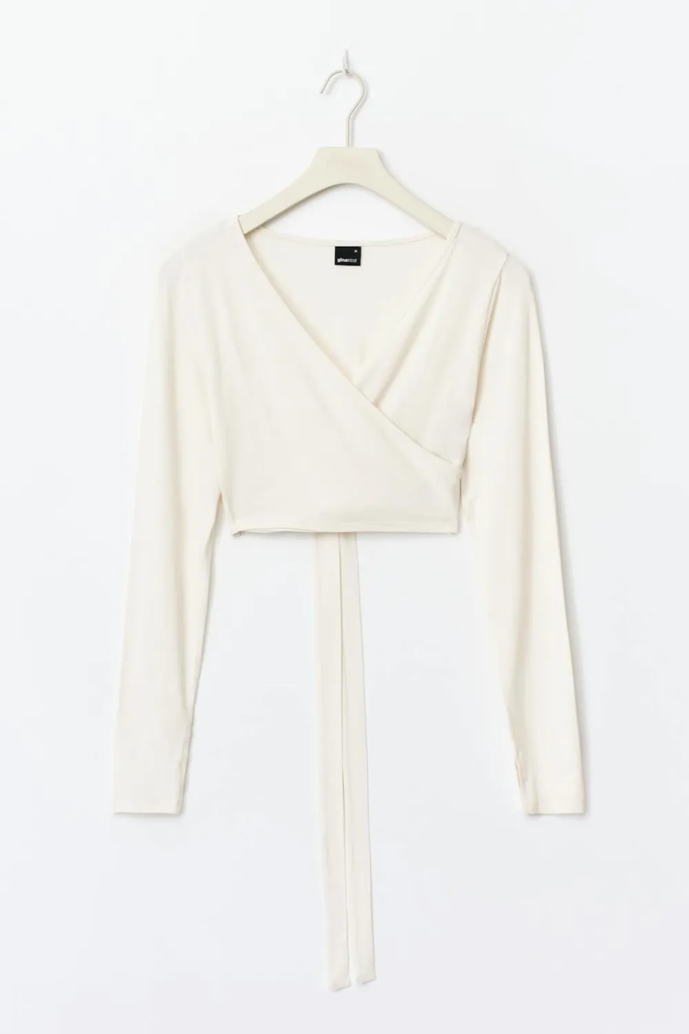Gina Tricot Cropped yoga wrap cardigan Hvit Outlet