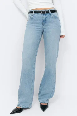 Gina Tricot Crush straight jeans Blå Outlet