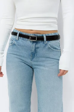 Gina Tricot Crush straight jeans Blå Outlet
