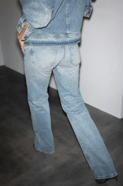 Gina Tricot Crush straight jeans Blå Clearance