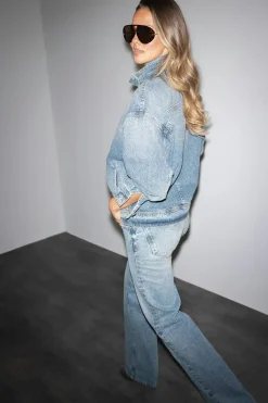 Gina Tricot Crush straight jeans Blå Clearance